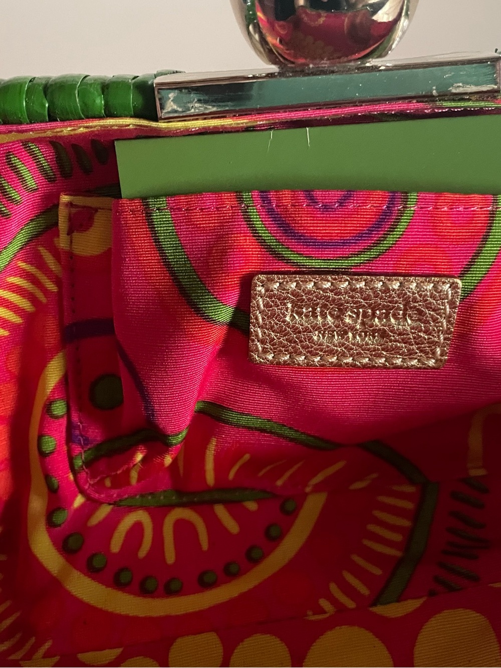 Green Woven Clutch Bag with Gold Accent - Picture 4 of 4